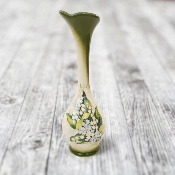 Vintage Small Pottery Lily Of The Valley Bud Vase Handmade In Red Deer - Picture 1 of 10